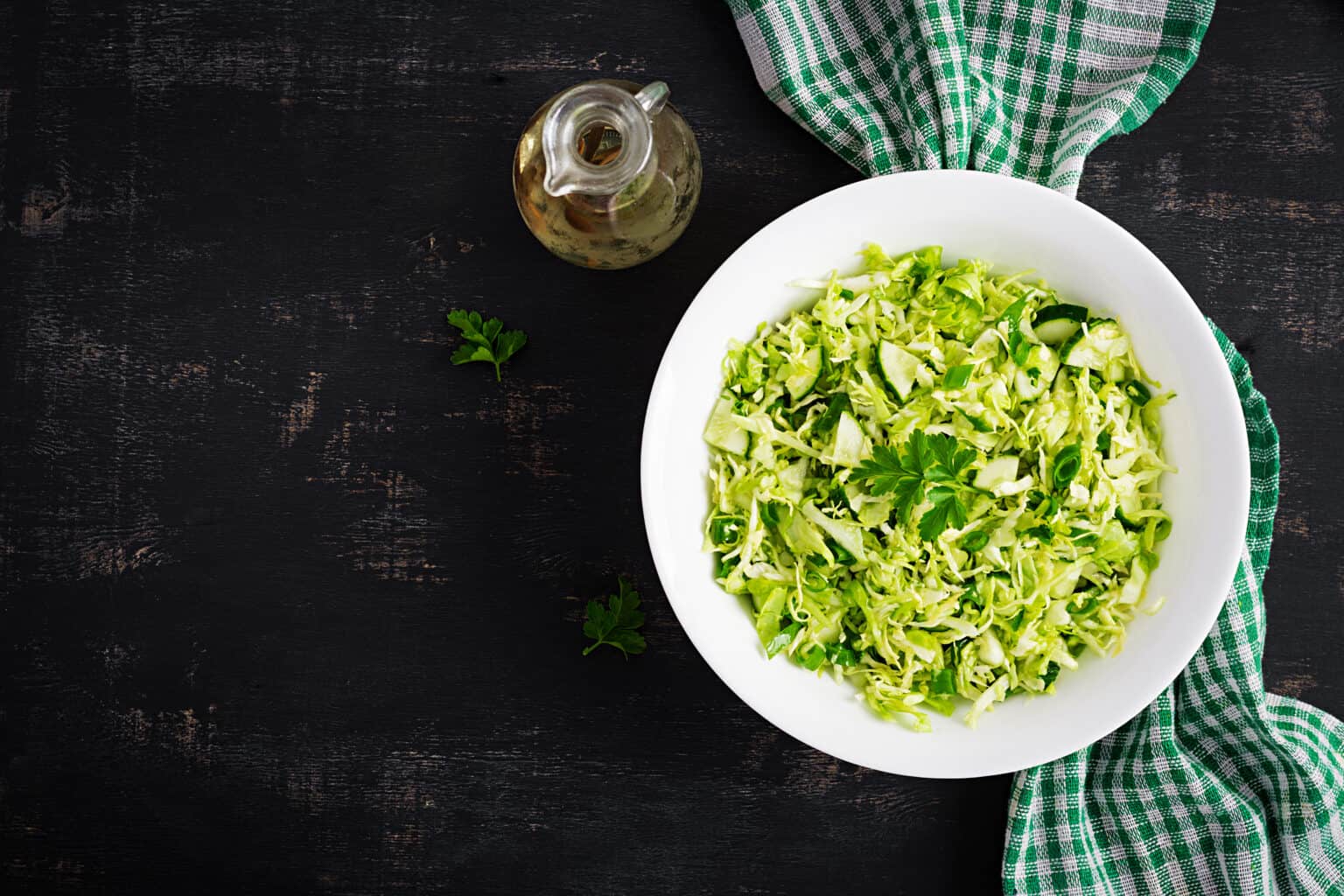 Cabbage & Cucumber Salad with Avocado & Tahini Dressing