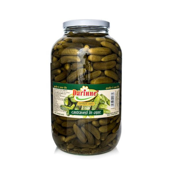 Castraveți în oțet cornișon extra Darinne, 2-5 cm, 4250ml