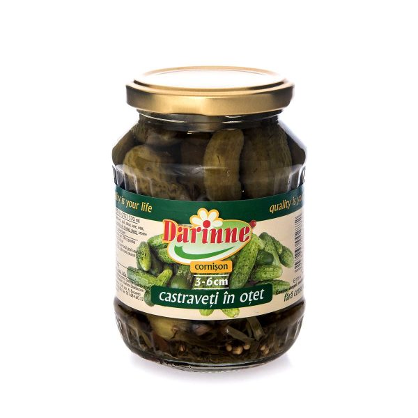 Castraveți în oțet cornișon Darinne 3-6 cm, 370ml