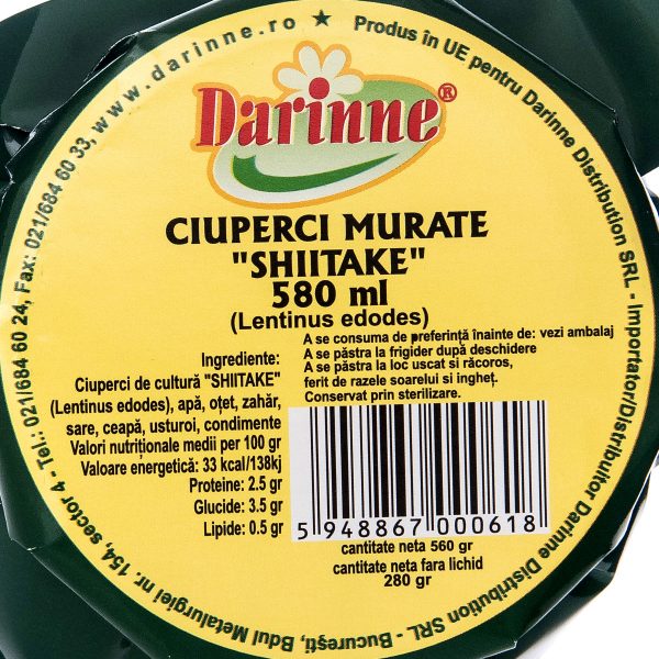 Ciuperci murate SHIITAKE Darinne, 580ml - Image 2