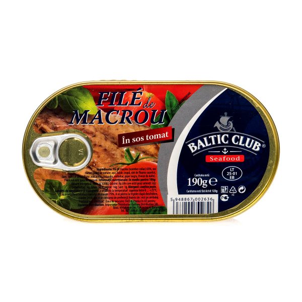 File de macrou în sos tomat Baltic Club, 190g