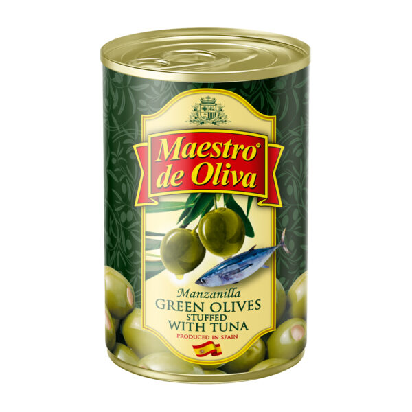 Măsline verzi umplute cu ton Maestro de Oliva, 300g