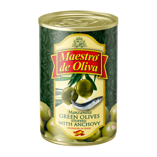 Măsline verzi umplute cu anșoa Maestro de Oliva, 300g
