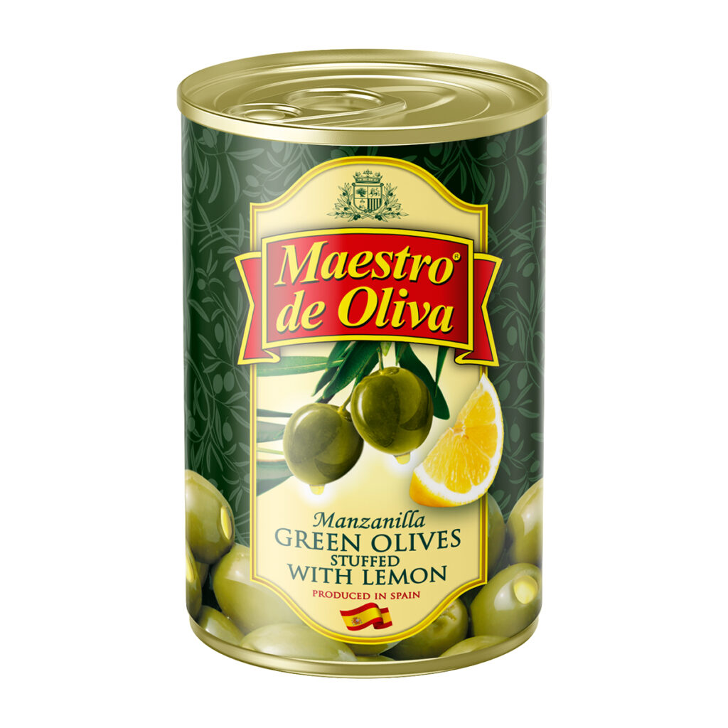 Măsline verzi umplute cu lămâie Maestro de Oliva, 300g – Darinne