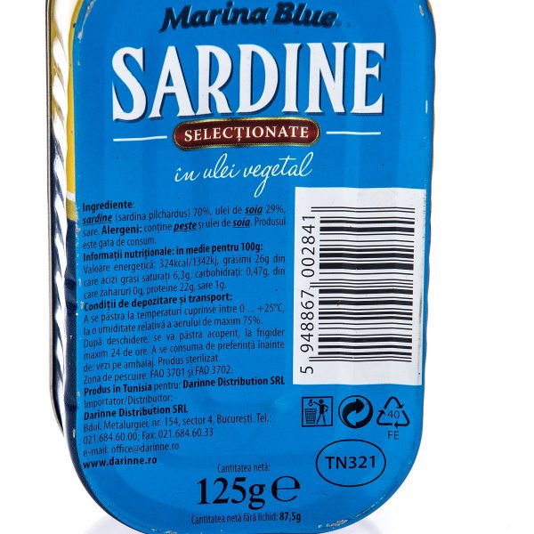 Sardine în ulei vegetal Marina Blue, 125g - Image 2