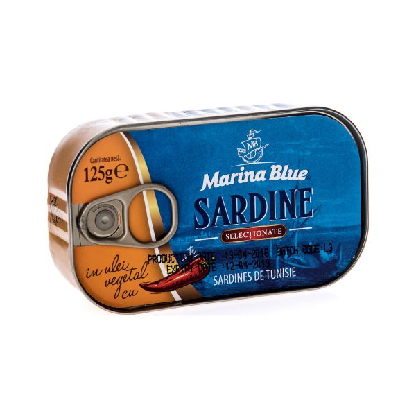Sardine în ulei vegetal cu ardei iute Marina Blue, 125g - Image 4